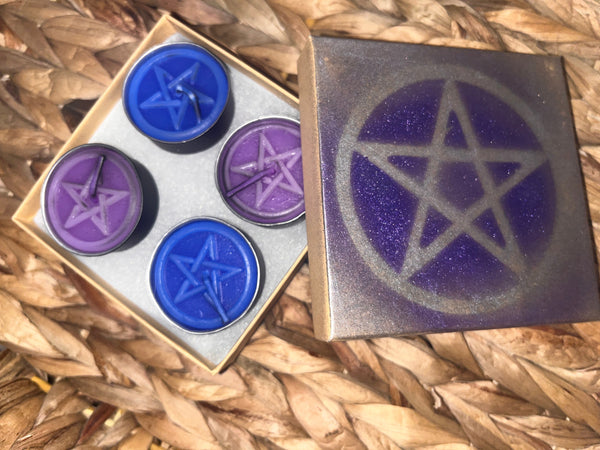 Pentacle Blue and Purple Candle Set