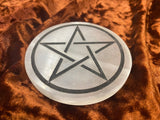 Selenite Altar Tile - Pentagram