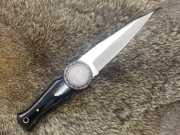 Black Horn Dagger - Rose Quartz