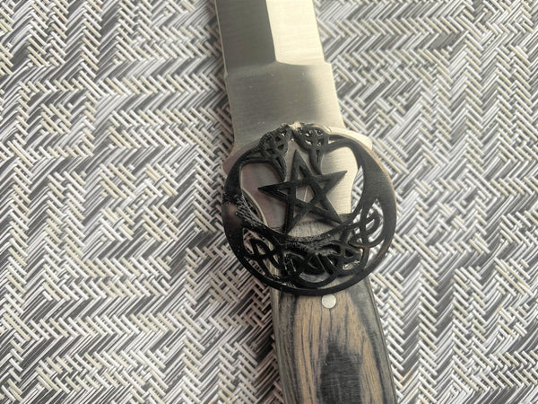 Black Handled Athame - Black Celtic Pentacle