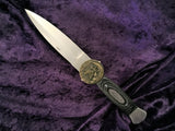 Black Handled Athame - Bronze Fairy Moon