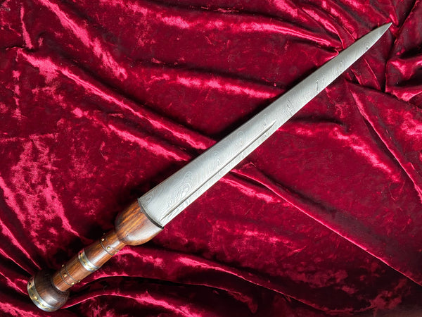 Damascus Steel Short Sword w/Sheath