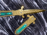 Folding Athame, Ornate Gold