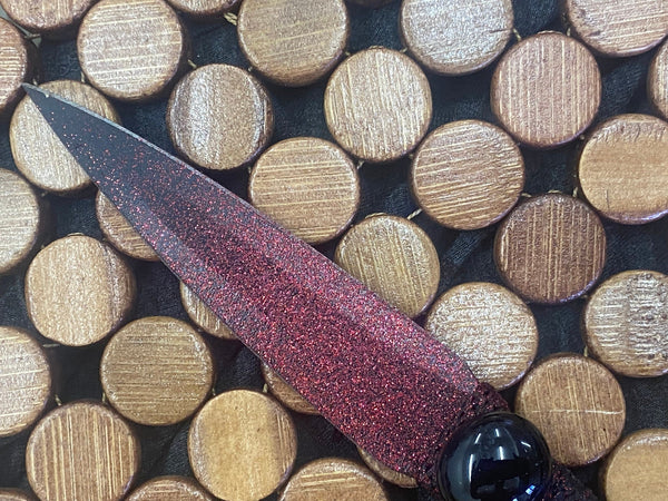 Black/Red - Metallic Black w/Glass Stone