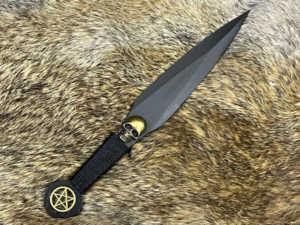 Black - Brass Skull w/Pentacle