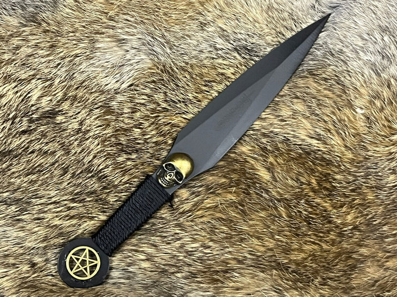 Black - Brass Skull w/Pentacle