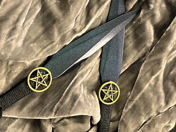 Athame / Dagger - Bronze Pentacle Color Changing Purple Green Metallic Accents 6.5 Inches