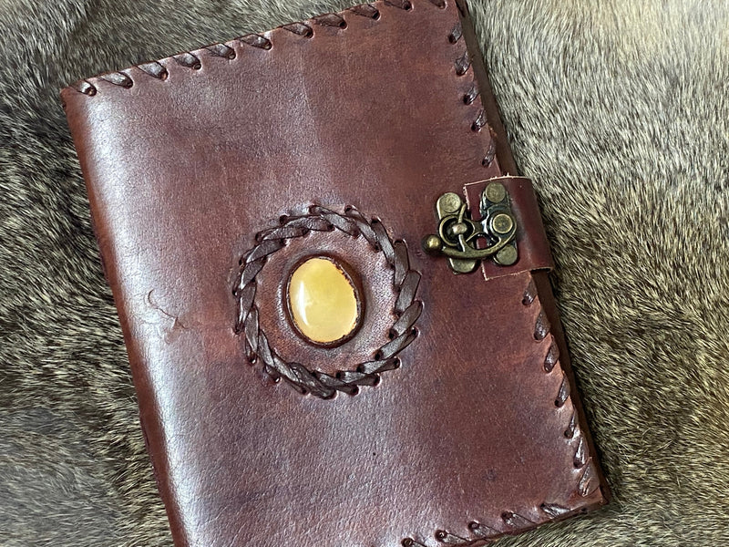 Brown Leather w/Yellow Agate
