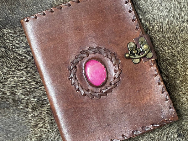 Brown Leather w/Pink Agate