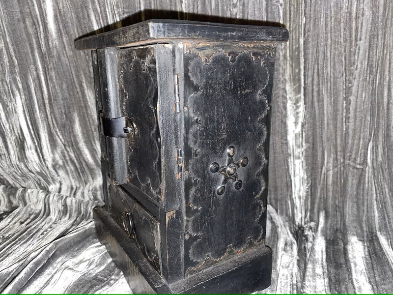 Apothecary Cabinet Black Three Drawer Heavy