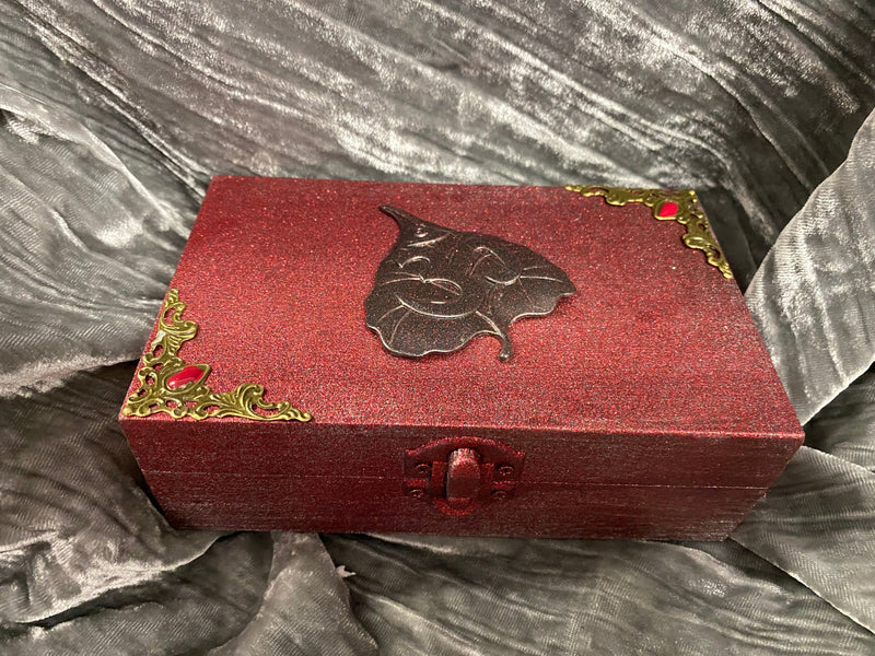 Handmade Pine Box -Red OM Leaf