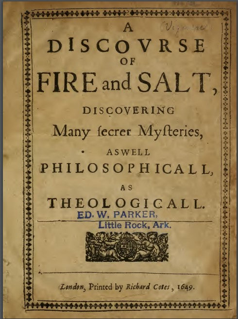 A discovrse of fire and salt, discovering many secret mysteries, as well philosophicall, as theologicall - B. de Vigenere.pdf