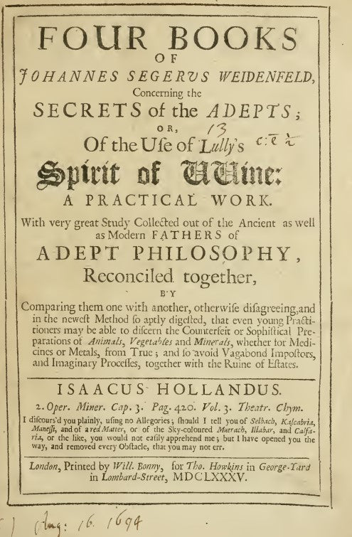 Four books of Johannes Segerus Weidenfeld, concerning the secrets of adepts - J. S. Weidenfeld (1685).pdf