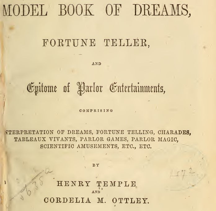 The model book of dreams, fortune teller, and epitome of parlor entertainments - Temple, H 1864.pdf