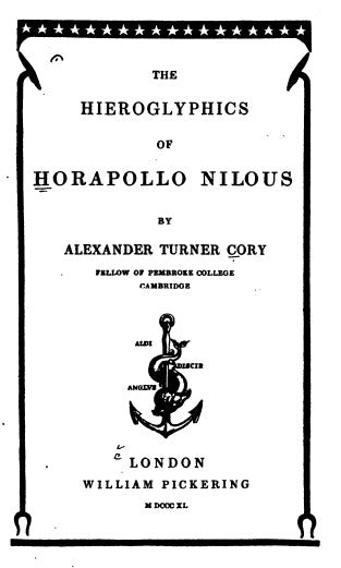 Hieroglyphics Of Horapollo Nilous - A T Cory.pdf