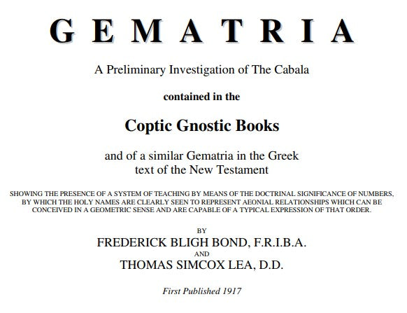 Gematria A Preliminary Investigation Of The Cabala - F Bond.pdf