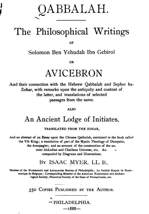 Qabbalah - The Philosophical Writings - I Myer.pdf