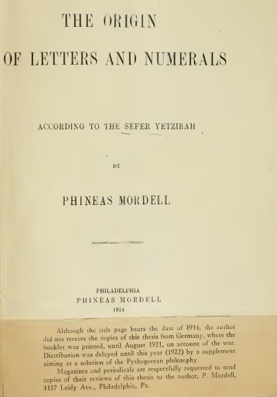 The origin of letters and numerals according to the Sefer Yetzirah - P. Mordell (1914).pdf