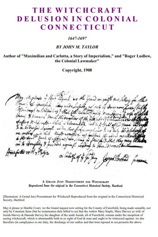 The Witchcraft Delusion in Colonial Connecticut - J M Taylor.pdf