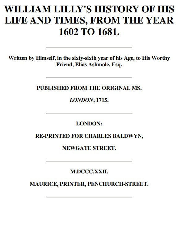 William Lilly's History of His Life and Times - W Lilly.pdf
