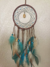 Dream Catcher, Blue/White Feathers