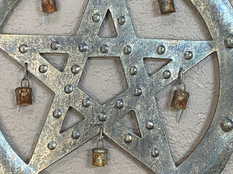 Metal Wall Plaque , Pentagram w/Moroccan Bells