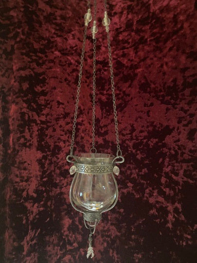 Moroccan Hanging Glass Candle Holder - Clear