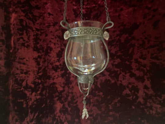 Moroccan Hanging Glass Candle Holder - Clear