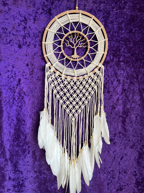 Dream Catcher, Cream, Hemp Cord Macrame