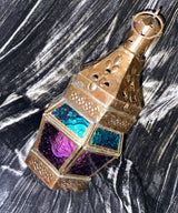 Moroccan Hanging Lantern, Purple/Turquoise