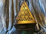 Moroccan Hanging Lantern, Turquoise Glass