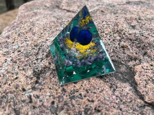 Pyramid - 2 inch w/Blue Stone Sphere