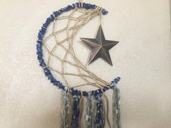 Star Moon Dream Catcher Blue Bronze