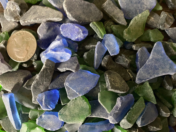 Black, Blue and Green Sea Glass Bulk Large/Medium - Mermaid Tears