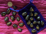 Runes Black Agate - Elder Futhark Velvet Pouch w/Instructions and Chart