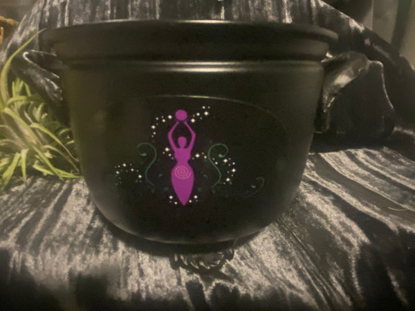 Cauldron Purple Triple Moon Goddess Metal Large