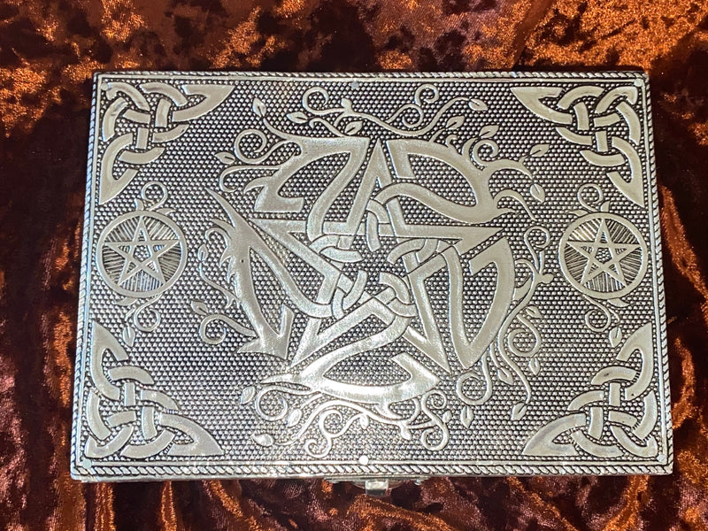 Pentagram Chest Metal On Wood Black Velvet Lined 6.75x4.75