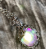 Rainbow Wire Wrap Pendant Necklace 20 Inches