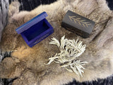 Box of Herbs - your choice, wooden, 2x4 inch, blue or black, freshly dried, organic