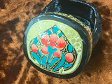 Box Paper Mache Hand Painted Red Iris Design 2 Inches Handmade Herb/Trinket/Altar
