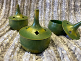 Incense Burner Solid Brass with Heat Treated Olive Paint Cone or Stick 2 Inches