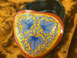 Box Paper Mache Hand Painted Red Purple Grape Leaves Design 2 Inches Handmade Herb/Trinket/Altar
