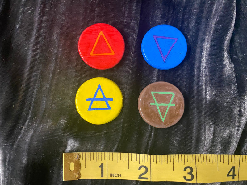 Four Elements Clay Hand Painted Classic and Sumerian Set of Four 1.25 Inches Each Coins Pocket