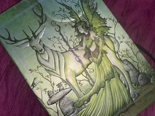 Fairy with Stag Grimoire Blank Book of Spells/Book of Shadows 5x7 Hardback