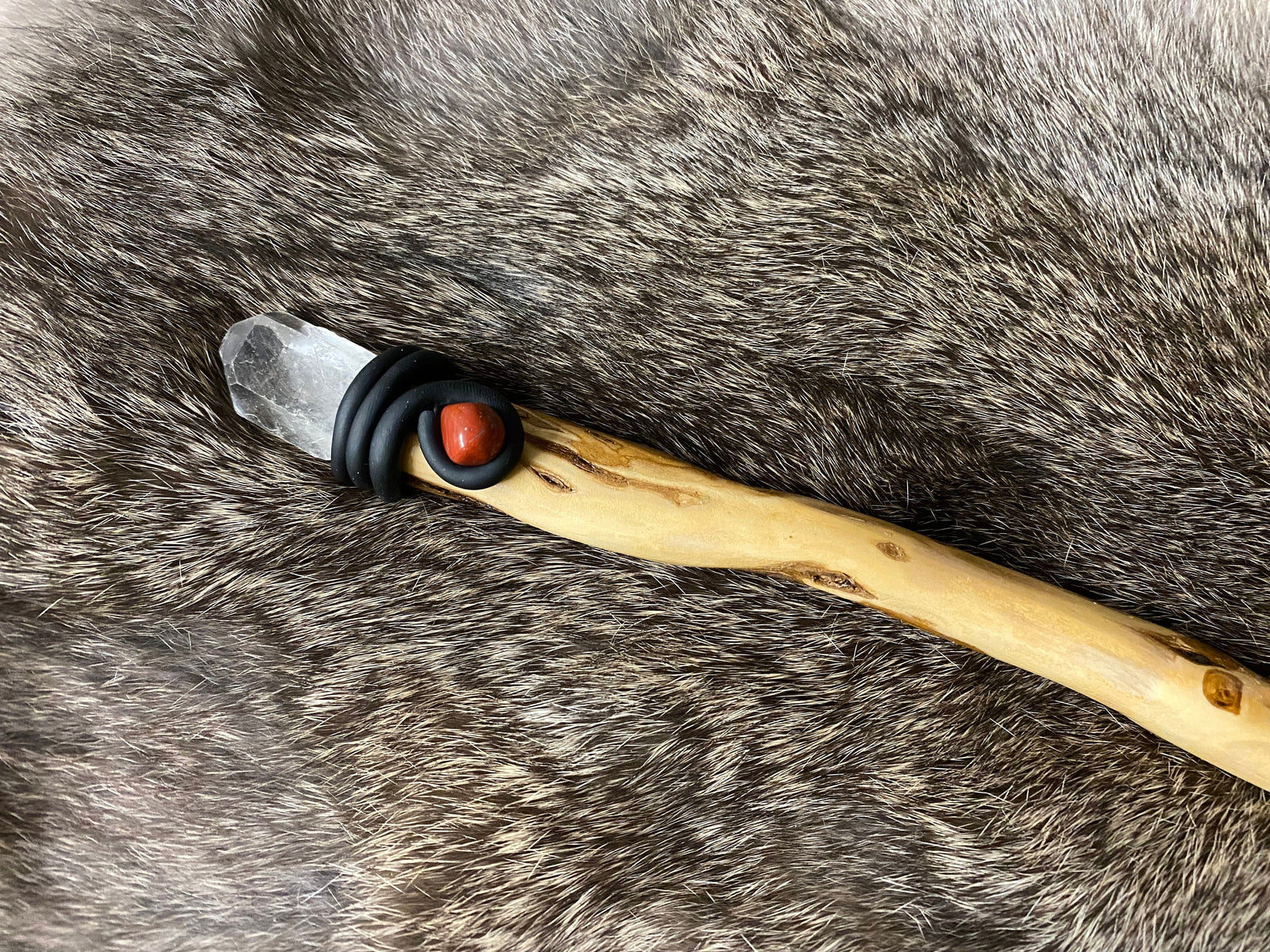 White Willow Wand Thick Twisted Polished Natural Wood Crystal