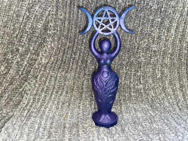 Spiral Moon Goddess Statue 8 Inches Finished in Metallic Purple