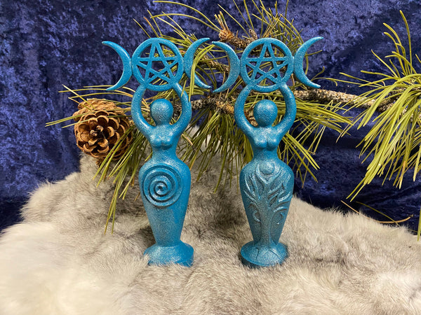 Spiral Moon Goddess Statue 8 Inches Finished in Metallic Teal