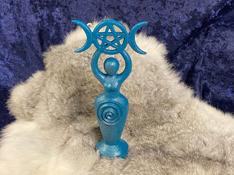Spiral Moon Goddess Statue 8 Inches Finished in Metallic Teal