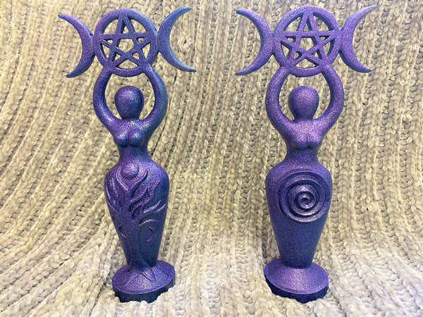 Spiral Moon Goddess Statue 8 Inches Finished in Metallic Purple