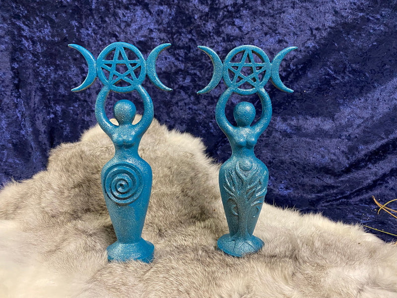 Spiral Moon Goddess Statue 8 Inches Finished in Metallic Teal